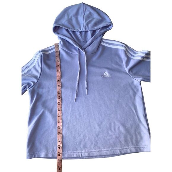 Adidas Lilac & White Essentials 3 Stripped Cropped Hooded Sweatshirt - Picture 9 of 12